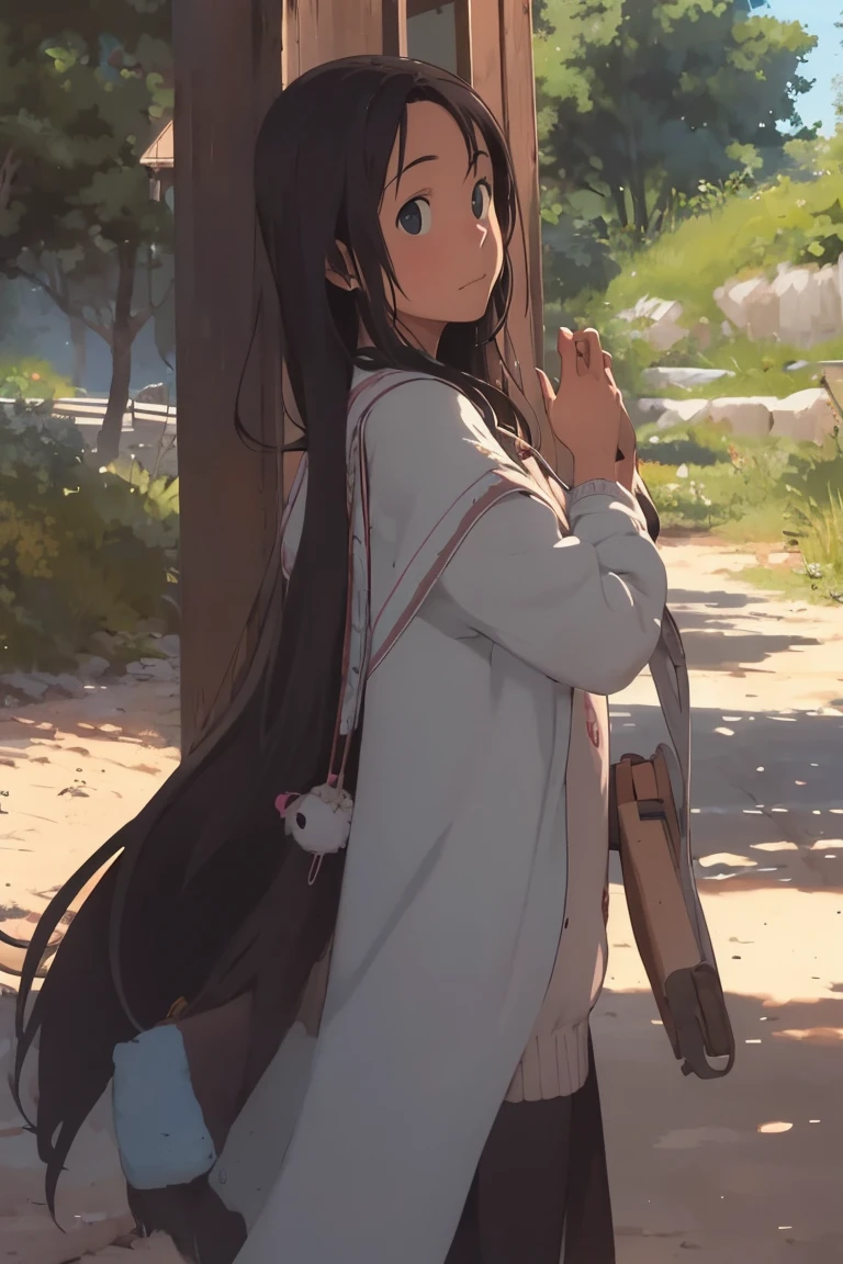 The girl ((leans)), ((side view:0.5)) anime girl, Gesture, character design