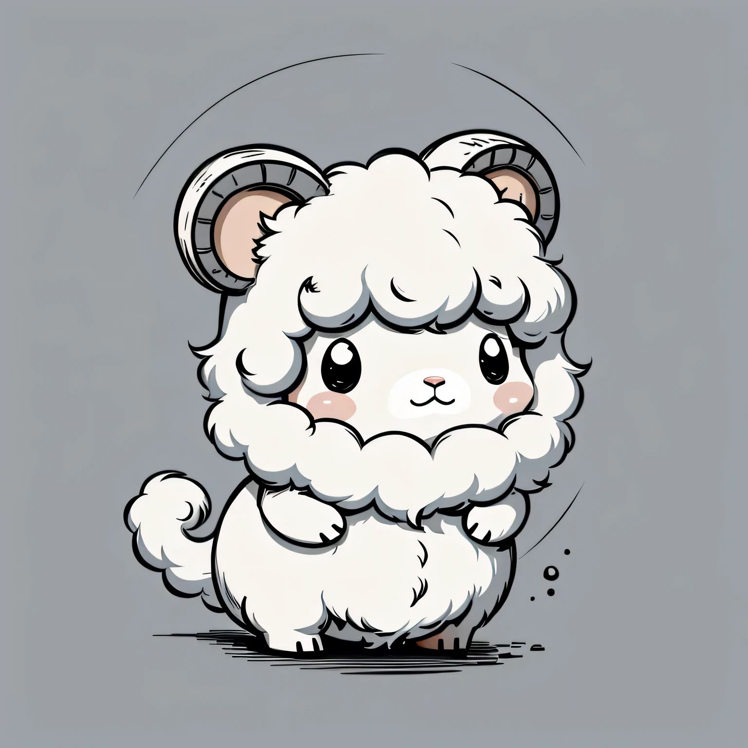 Stuffed teddy sheep。Cartoon vector style, Simple background。Thick Line,Thick strokes。 Flat anime style, Cartoon Minimalism,, Flat illustration, cute cartoon。