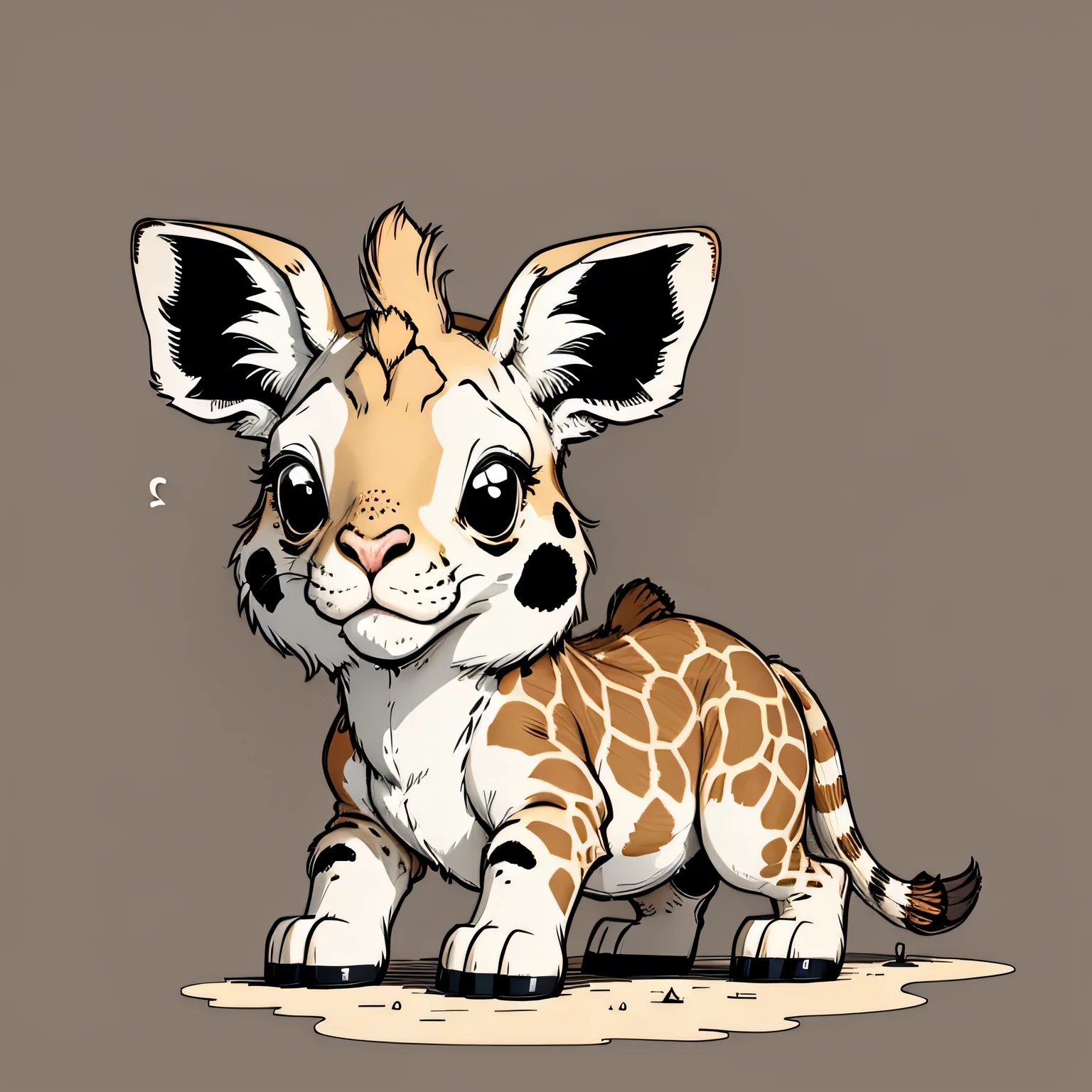 Stuffed teddy giraffe；giraffe。Cartoon vector style, Simple background。Thick Line，Thick strokes。 Flat anime style, Cartoon Minimalism,, Flat illustration, cute cartoon。