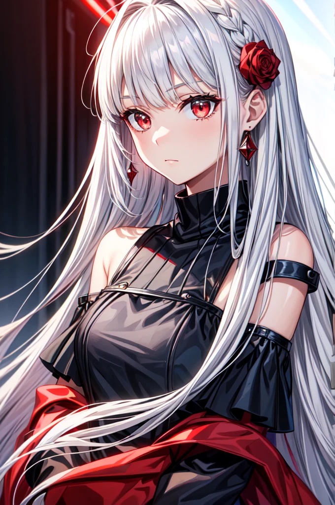 High resolution、Girl、Silver Hair、Long Hair,(),Lion ears、Grey Eyes、Slender、Toned body、Ninja,Tattoo,