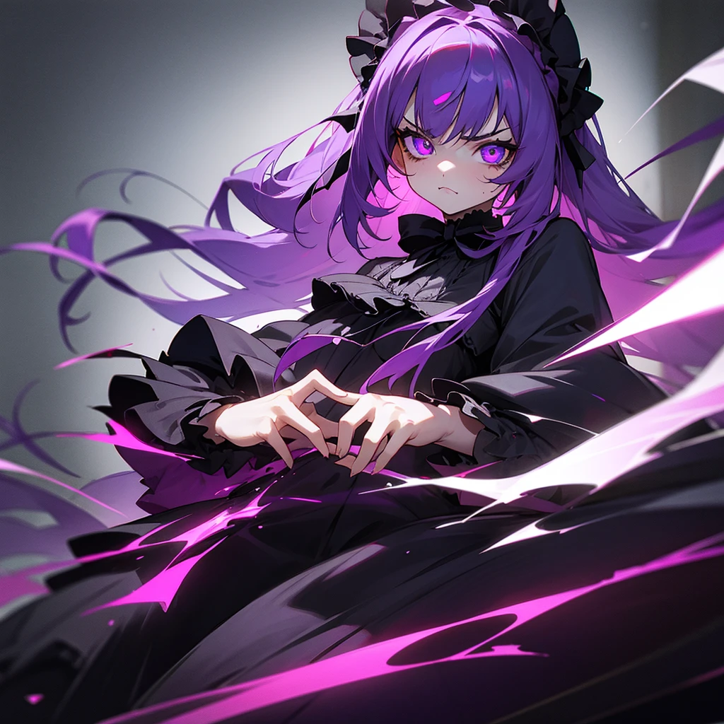 Girl、Eyes glow purple、A mean look、Gothic ta