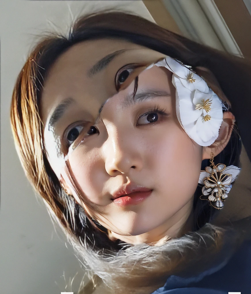 unmasked,40 year old Korean woman,fleshy face