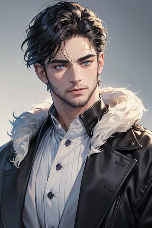 (best quality,4k,8k,highres,masterpiece:1.2),ultra-detailed,(realistic,photorealistic,photo-realistic:1.37),30 year old man,3 day beard,handsome anime,portraits,strong,masculine,dark hair,sharp jawline,mesmerizing eyes,perfectly styled hair,cool anime outfit,confident expression,vibrant colors,dynamic lighting