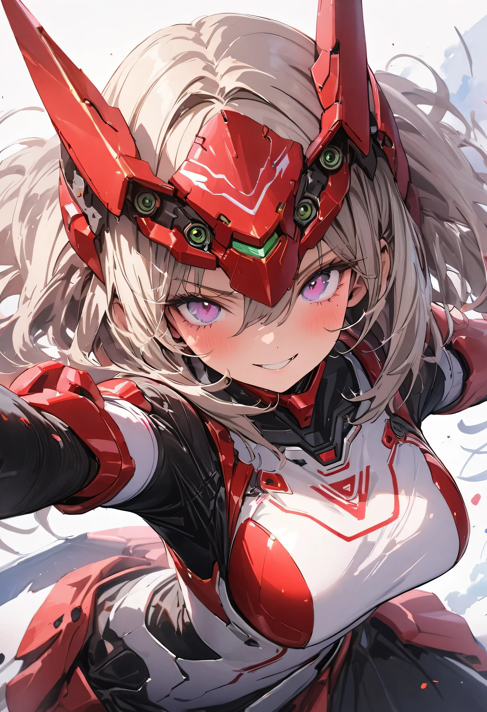 mecha girl, (masterpiece, best quality, highly detailed, absurdres:1.3), (1girl, charming, detailed beautiful face:1.3), (fantastic illustration, beautiful detail, best quality, top quality, fain touch outline:1.3), watercolor, clear, wearing a powered suits, fighting_stance, beautiful detail