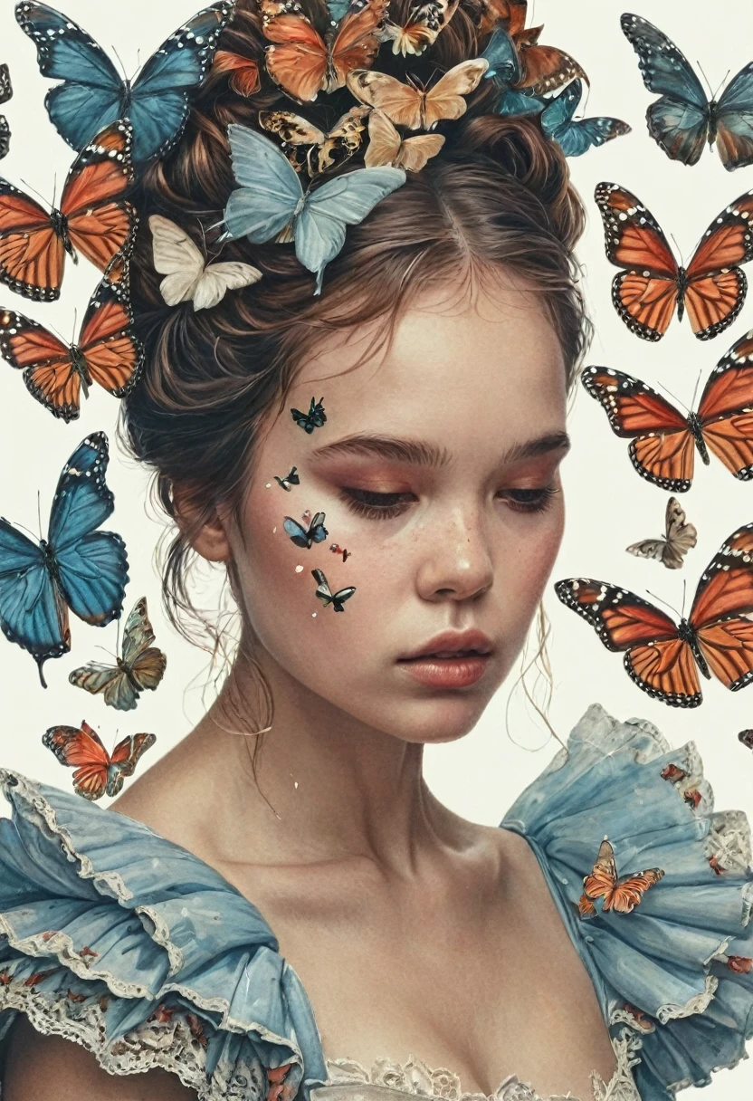 Jordan, ringing, 4K, Human Development Report, Anna Razumovskaya, Kathy Bow, Antonio Mora, Aminola Rezai, Giovanni Bordini, Art, realistic Art.
close up, portrait, Silhouette of woman surrounded by butterflies, Trending on pixabay, Very beautiful dress, cute Artwork, Cinderella, Beautiful shape, polishing, outdoor, Pinterest, stencil, scales, White background, symbol, Oily face, Oily skin,  The picture texture is high, World Photographic Masterpieces, Highly textured film grain, realism,