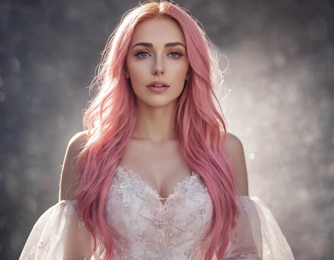 ((((Erotisch)))), (((innocent French woman, with long pink hair, 26 Jahre alt))), (Best quality,4k,8k,highres, Meisterwerk:1.2), Ultra-detailliert,((sweet mischievous flirtatious)) Empire-Mikrokleid, European model, nicely printed, bilden, Lippenstift, ((kurze Haare)), BRECHEN, puff, kalt, tulle, petticoat, Realism, backlighting, vignetting, blending, fading border, first-person view, far away shot, full body, wide shot, bokeh, Eye-Level Shot, f/1.8, 35mm, Canon, UHD, masterpiece, best quality, high-res, 8k, ambr1, bright light,

