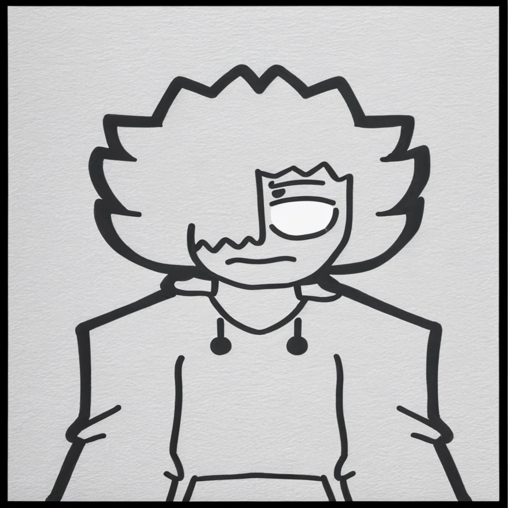 drawing of a person with a big nose and a big nose, clean anime outlines, outlined!!!, outlined, anime style character, flat anime style shading, lineart simples, retrato de killua zoldyck, thick vector line art, intense line art, in anime style, Inspired by Taiyo Matsumoto, minimalist line art