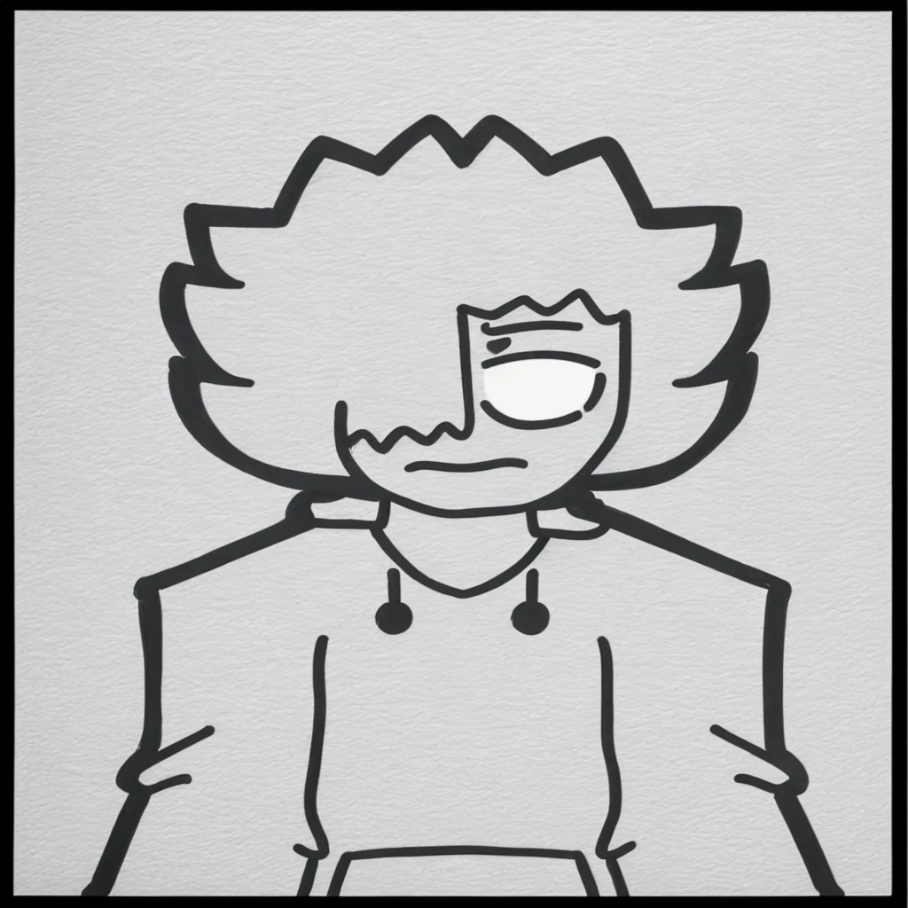 drawing of a person with a big nose and a big nose, clean anime outlines, outlined!!!, outlined, anime style character, flat anime style shading, lineart simples, retrato de killua zoldyck, thick vector line art, intense line art, in anime style, Inspired by Taiyo Matsumoto, minimalist line art