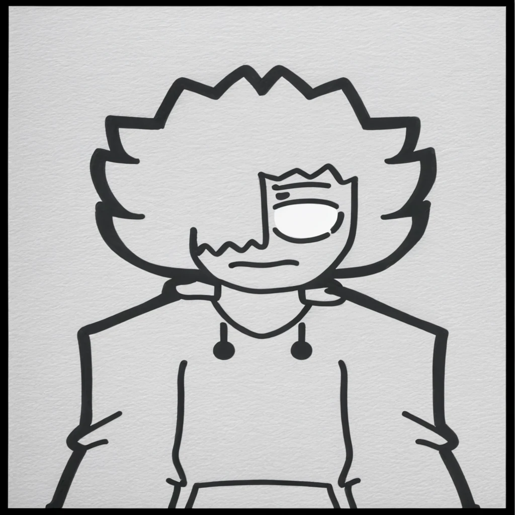 drawing of a person with a big nose and a big nose, clean anime outlines, outlined!!!, outlined, anime style character, flat anime style shading, lineart simples, retrato de killua zoldyck, thick vector line art, intense line art, in anime style, Inspired by Taiyo Matsumoto, minimalist line art