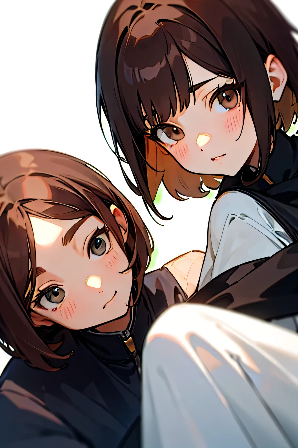 20Woman in her 20s、,Bob hairstyle、Brown Hair、Brown Hair on the left、No background、Background white