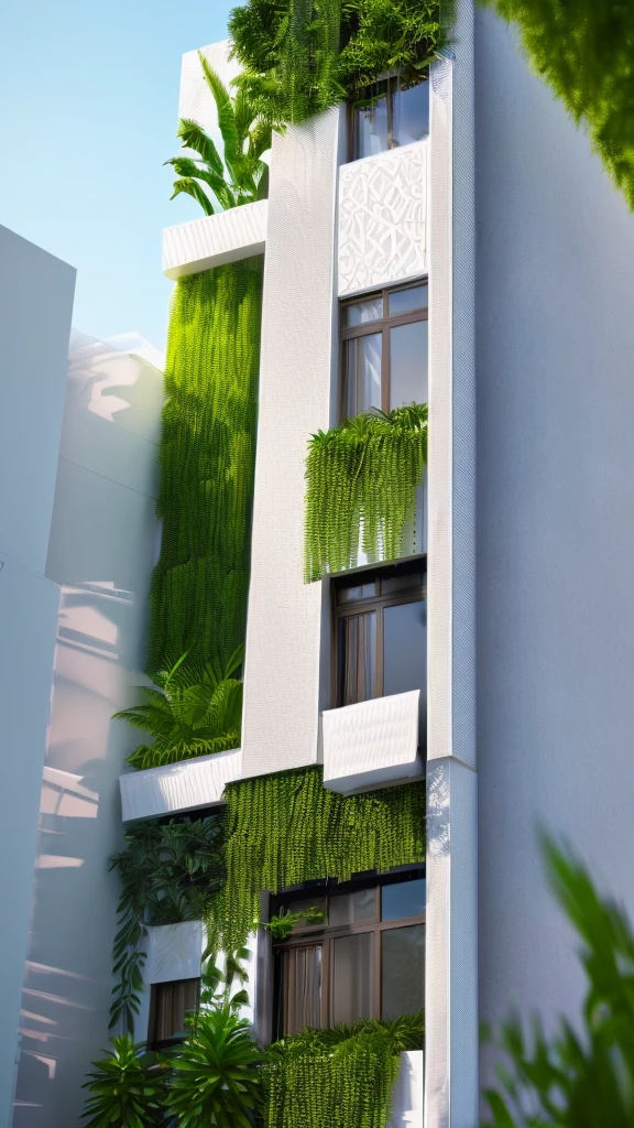 arafed building with plants growing on the side of it, building cover with plant, freddy mamani silvestre facade, mid-view, wide angle exterior 2022, modern lush condo as shopfront, exterior design, building facing, architectural 3 d render, concept house, architectural concept, elevation view, frontview, 3 d vray render