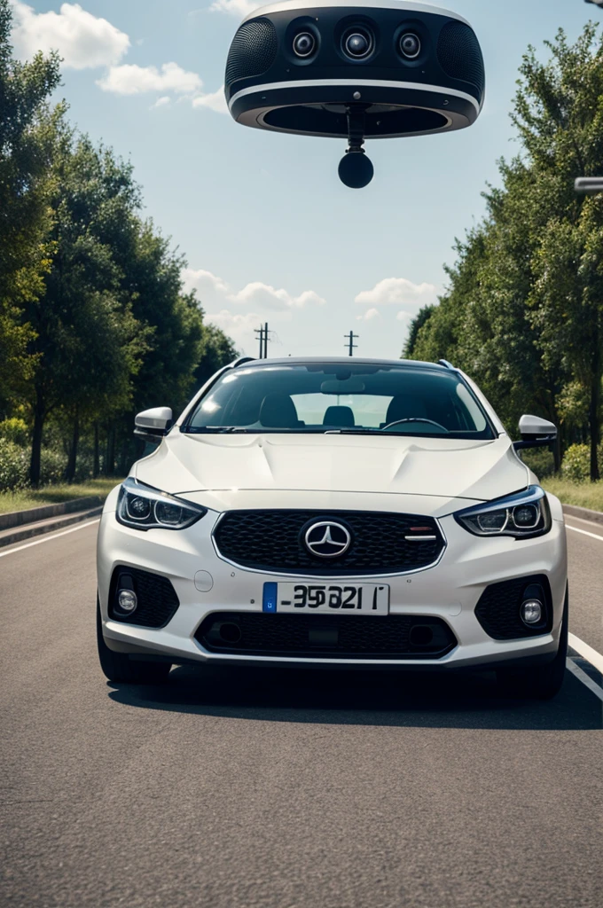 Car with sound speakers