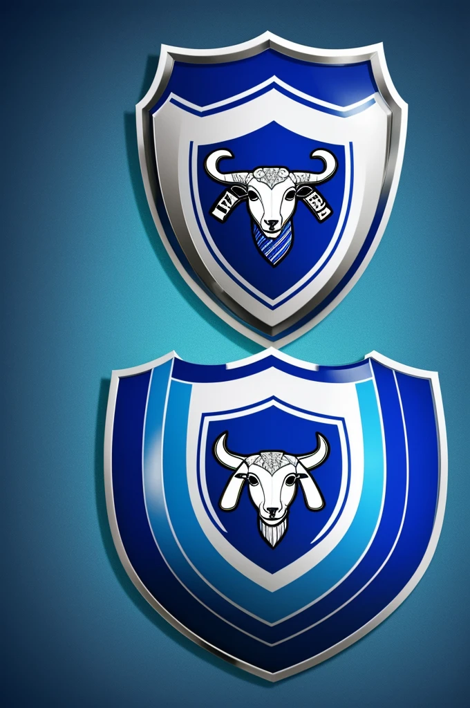 Make a soccer shield similar to that of the Chivas Guadalajara team but with a lamb and blue tones