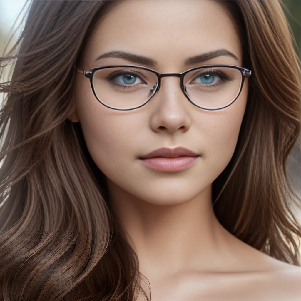 a woman wearing glasses, beautiful detailed eyes, beautiful detailed lips, extremely detailed face and hair, medium closeup, portrait, photorealistic, highly detailed, 8k, (best quality, 4k, 8k, highres, masterpiece:1.2), ultra-detailed, (realistic, photorealistic, photo-realistic:1.37), soft lighting, warm color tones, intricate details