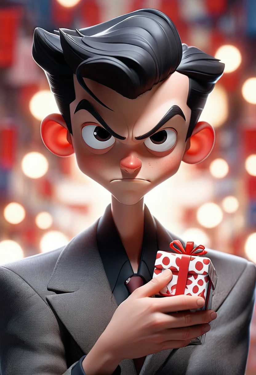 Dark Style,American comics,American comics画风, A manipulator (30s, charming smile, piercing eyes, slicked-back hair) holding a favor, like a gift or a helping hand