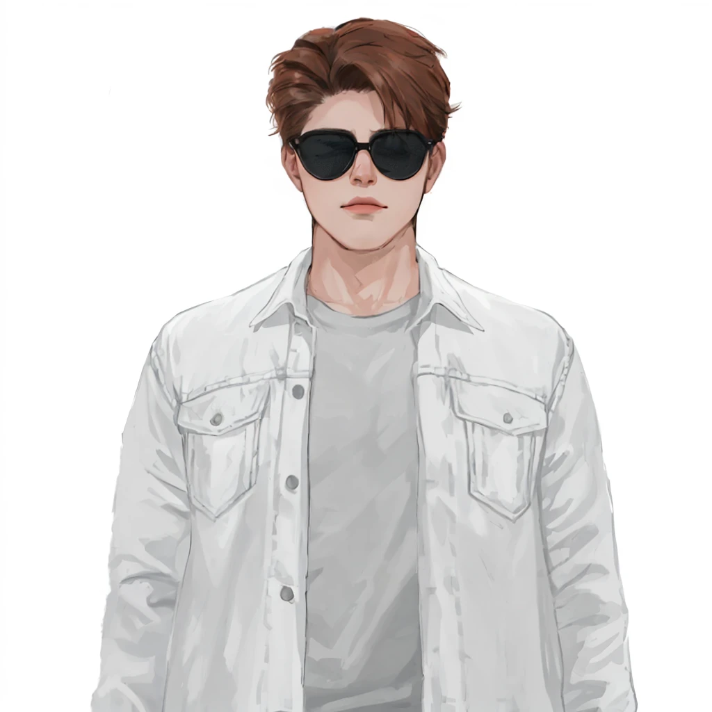 (masterpiece:1.2, best quality), (1men, solo, upper body:1.2),flat face,Hair: buzz cut, Clothing: oversized, distressed denim jacket with patches and pins, paired with black skinny jeans and combat boots, Hanging out in an underground music venue or street art exhibit