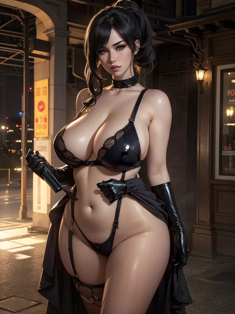 1girl,,wearing ,black hair,hyper realistic, ultra detail, high res,realisticlying，22yo girl，Blonde short、big body, sexy lingerie lace black , hair bunches、very very long hair, ultradetailed hair, body nylon sexy, Breasts enlarged、 big body, blonde, woman 1.90 cm,ponytail, curly hair,perfect mouth, lingerie sexi lace、Strike a sexy pose in the city, massive big bounce oppai, wet skin, perfect face, pérfect eyes,massiva breast oppais,sonrisa sexy, sexy teddy
