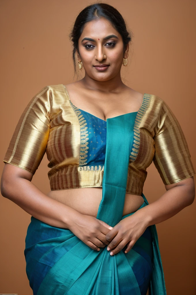 Foto RAW, photorealistic, photography, full body shot, 50 years old Woman, mature aunty, mature big saggy breast, hot Amma, vellamma, desi aunty, mommy, momma, motherly figure, fleshy bulky figure, curvy, Full figured woman, busy housewife, thirsty for young male, hypnotizing eyes, master shot, perfect eyes, goddess like beauty, pierced eyes, perfect thick chubby mallu Desi aunty bhabhi, Wearing a Stanapatta, a chest-band.Saree model, model Photography, Indian saree shoot, Indian traditional wear advertising photography, traditional wear brand shoot, face of Indian actress Sonakshi Sinha, masterpiece, realistic, realism, incredible details, pleasure, photorealism, detailed skin, skin pores, high contrast, photorealistic Artstation 8k HD digital art trend of high definition and detailed realistic skin texture, ultra detail, realistic skin texture, armature, best quality, ultra high definition, (photorealistic:1.4),, high resolution, detail, raw photo, sweat, Re sharp, by Lee Jefferies Nikon D850 Film Stock Photo 4 Kodak Portra 400 Camera F1.6 Lens Rich Color Ultra Real Realistic Realistic Textures Dramatic Lighting Unreal Engine Trending at Art Station Cinestill 800,(pele altamente detalhada: 1.2), 8k UHD, DSLR, soft-lighting, alta qualidade, grain of film, Fujifilm XT3,she didn't like to wear blouse or bra, she is happy to wear only saree, she hates blouse or bra, detailed hairy armpits, hyper realistic skin, skin pores, sweat, veins, Dark hairy armpits, sensually appealing figure, goddess of temptation and lust, queen of lust,