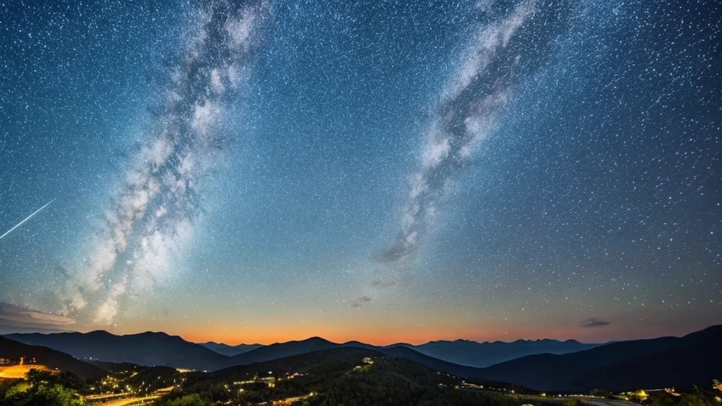 Starry Sky，After nightfall，The magnificent sight of countless twinkling stars in the sky。In the suburbs away from the hustle and bustle of the city，Or fresh air、Mountainous areas with less light pollution，Starry Sky显得尤为清晰和迷人。 When night falls，The sky gradually changes from dark blue to inky black，The stars began to light up one by one，Like a jewel in the sky，Dotted with the boundless night sky。Galaxy，That milky white band of light composed of countless stars，Across the sky，Like the backbone of the sky，Split the night sky in two。在Galaxy的映衬下，Other stars appear even brighter。 Big Dipper，With its unique spoon shape，It has become one of the most recognizable constellations in the northern hemisphere night sky.。Orion、Ursa Major、Ursa Minor and other constellations，Also with its unique arrangement，为Starry Sky增添了几分神秘和浪漫。Shooting stars cross the night sky，Leaving a short and dazzling trail，为Starry Sky增添了一丝动态的美。 在这样的Starry Sky下，People can feel the vastness of the universe and the insignificance of human beings，The soul is purified and sublimated。Starry Sky不仅是天文学家研究宇宙奥秘的窗口，Also a poet、painter、A source of inspiration for musicians，It is also a place where people place their emotions and dreams.。 在Starry Sky下，People can quietly look up，Let your thoughts drift away with the stars，Feel the tranquility and depth of the universe。Starry Sky，It is one of the most beautiful gifts given to mankind by nature.，It reminds us，No matter how busy life is，Don&#39;t forget to look up，To admire those eternal and beautiful stars。