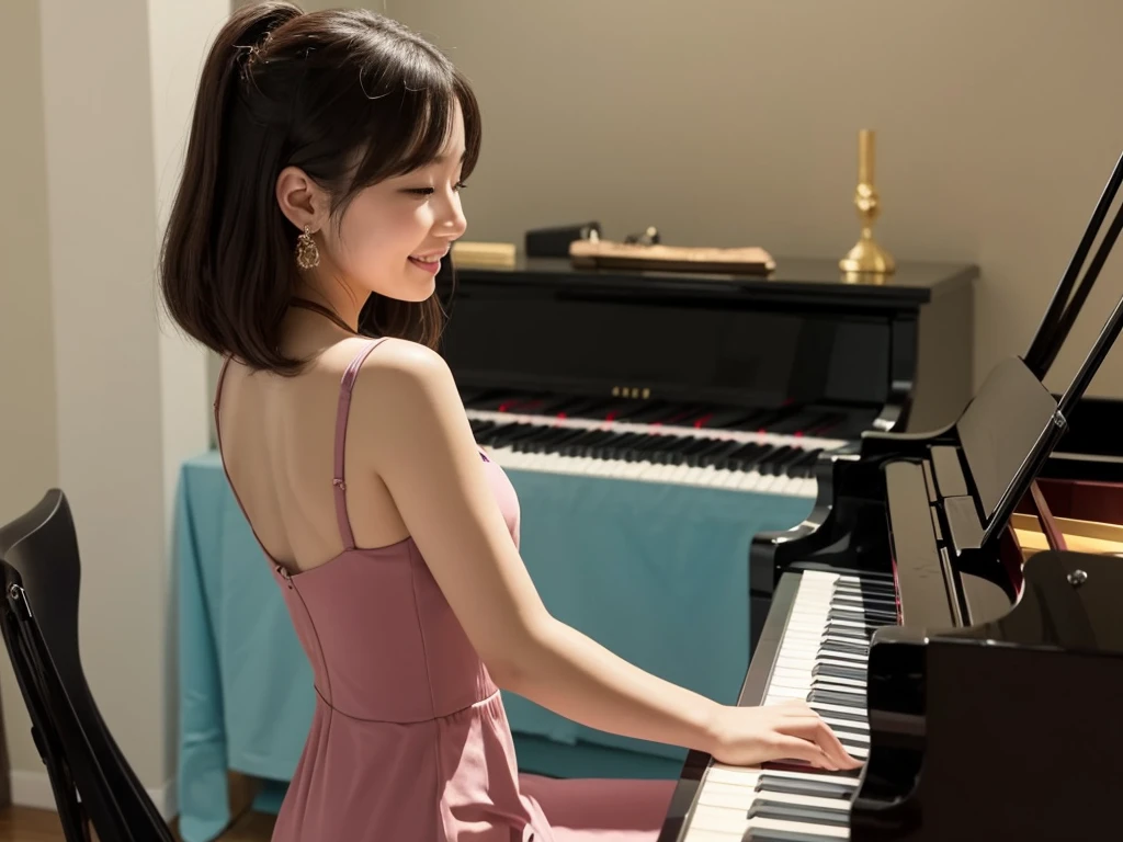 Please create an image of a woman in her 20s that matches the image below using a flat design.。
***
Nice to meet you。I&#39;m Mai Tokoro, a piano teacher.。
I、To share the joy of music with many people through the piano々I want to convey to。In the lesson、Not just technology、We value the feeling of enjoying music from the heart.。
According to each individual&#39;s personality and goals、We will provide you with careful guidance.。Beginners and experienced players、We will support you to grow further in the music world.。
The joy of playing the piano、The joy of improvement、And the joy of music enriching the soul.、I would be happy if we could feel it together。
I am really looking forward to meeting you all.。