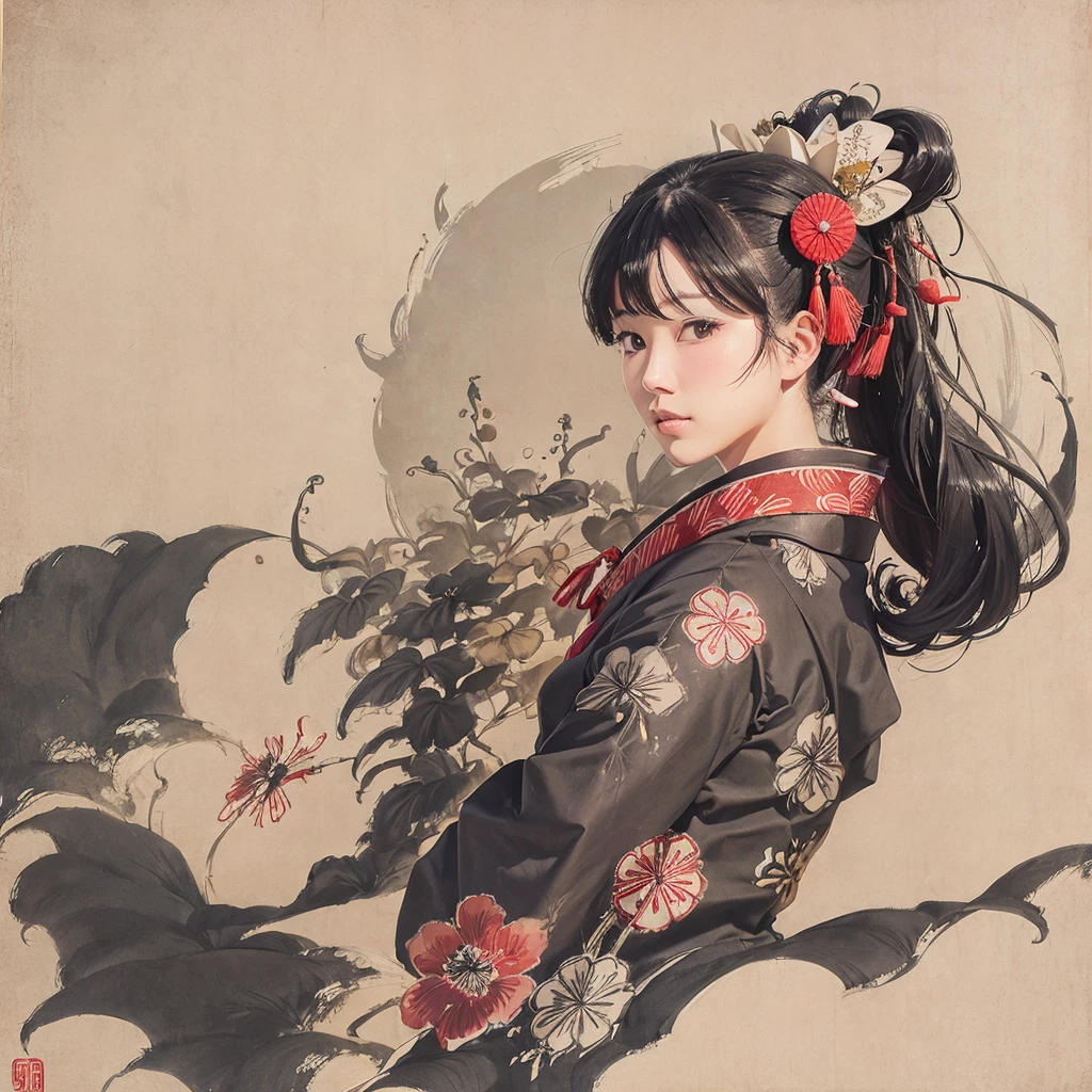 woman、House、Tattered、Black Hair、Japanese、Edo、era、Daytime、kimono
