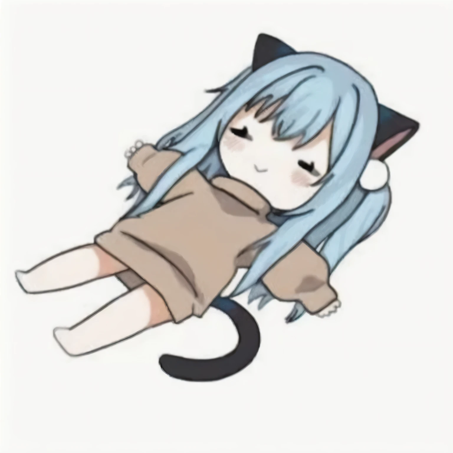 a close up of a person laying on a cat with a cat tail, cute anime catgirl, anime catgirl, anime girl with cat ears, anime cat, cute!! chibi!!! catgirl, anime visual of a cute cat, mikudayo, very beautiful anime cat girl, anime girl with teal hair, nekomimi, beautiful anime catgirl