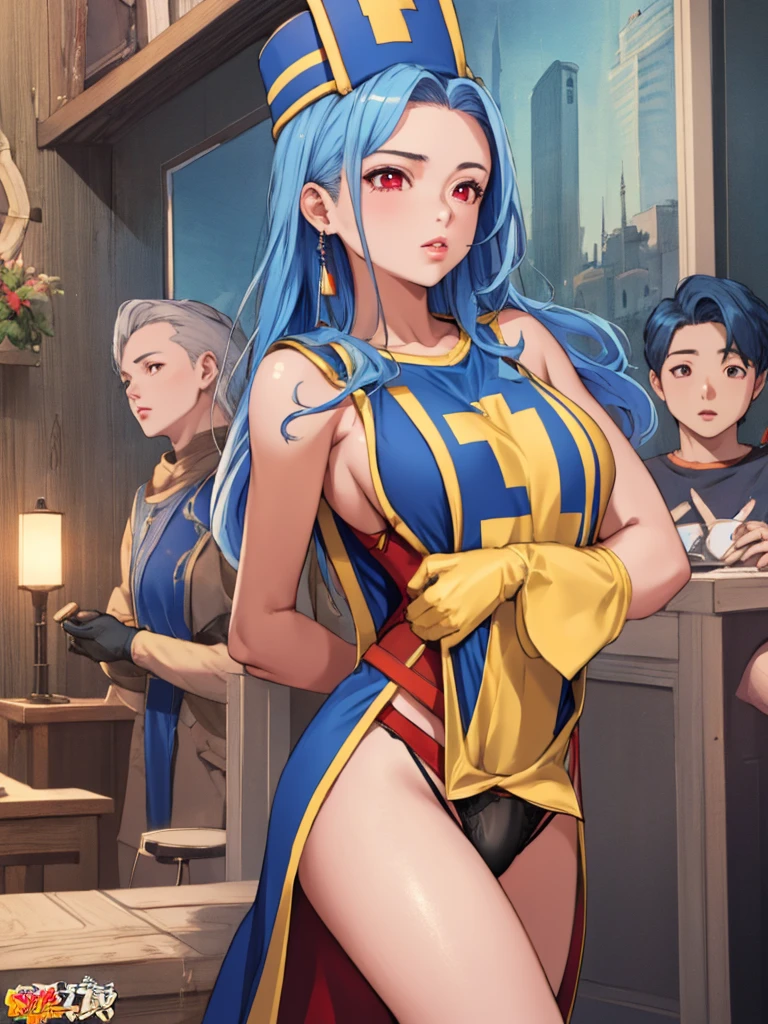 masterpiece,Highest quality, Unreal Engine, Super Resolution, Very detailed,
1 Girl, Waist, thin, (Muscular:0.8)
Round Breasts, Big Breasts, Bold, Part your lips, Observe the audience,
, sexy pose
Waist shot,,
, Key Visual,
Light blue hair, Red eyes, Long-haired monk \(dq3\)
,,Tabard Elbow Gloves、(Sheer black panties:1.2)