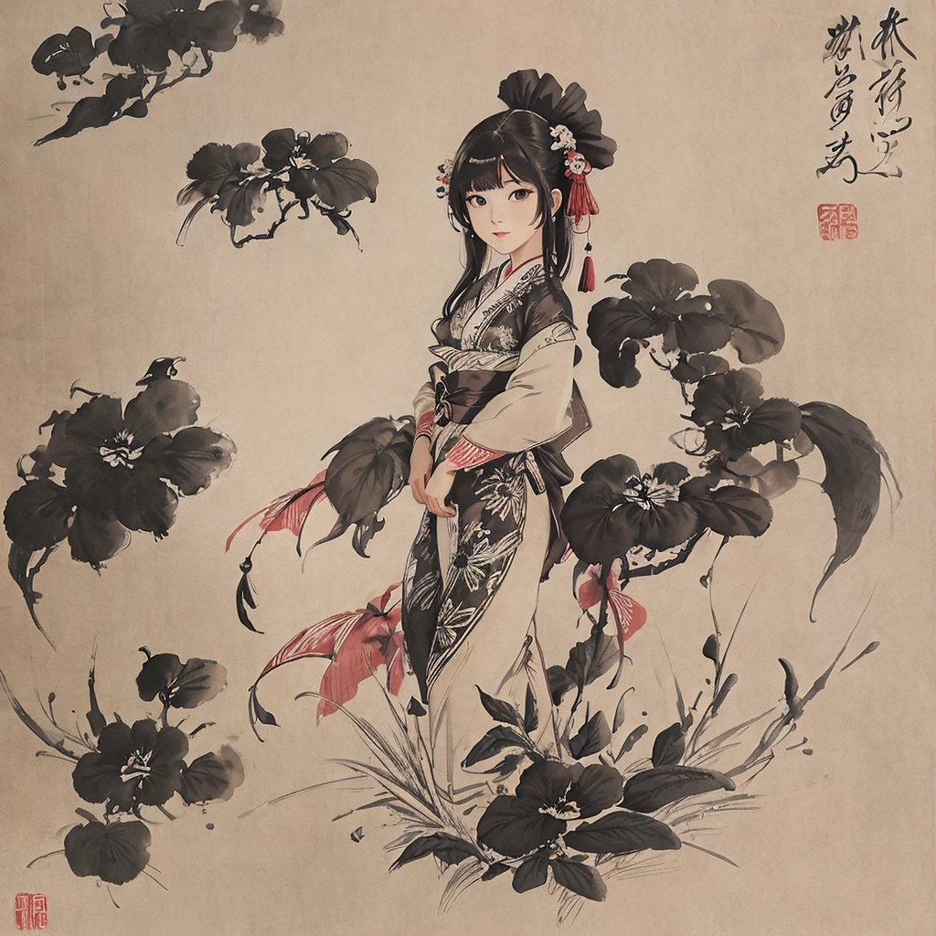 shukezouma, negative space, , shuimobysim , portrait of a woman sitting , willow branches, (masterpiece, best quality:1.2), traditional chinese ink painting, modelshoot style, peaceful, (smile), looking at viewer, wearing long hanfu, hanfu, song, willow tree in background, wuchangshuo, <lora:Moxin_10:0.85> <lora:Moxin_Shukezouma11:0.9>, masterpiece, best quality,