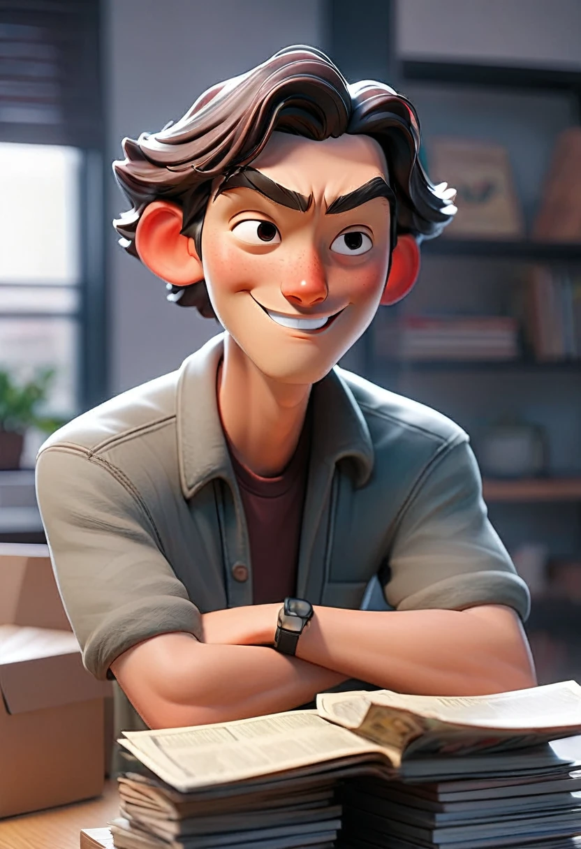 Dark Style，American comics,American comics画风, a "friend" (25, friendly smile, casual clothes, relaxed posture) offering to help someone move into a new apartment