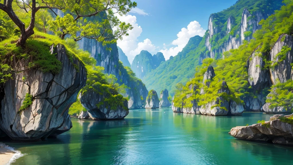 Beautiful scenery of Vietnam's countryside seen from above, Photorealistic photos, High definition