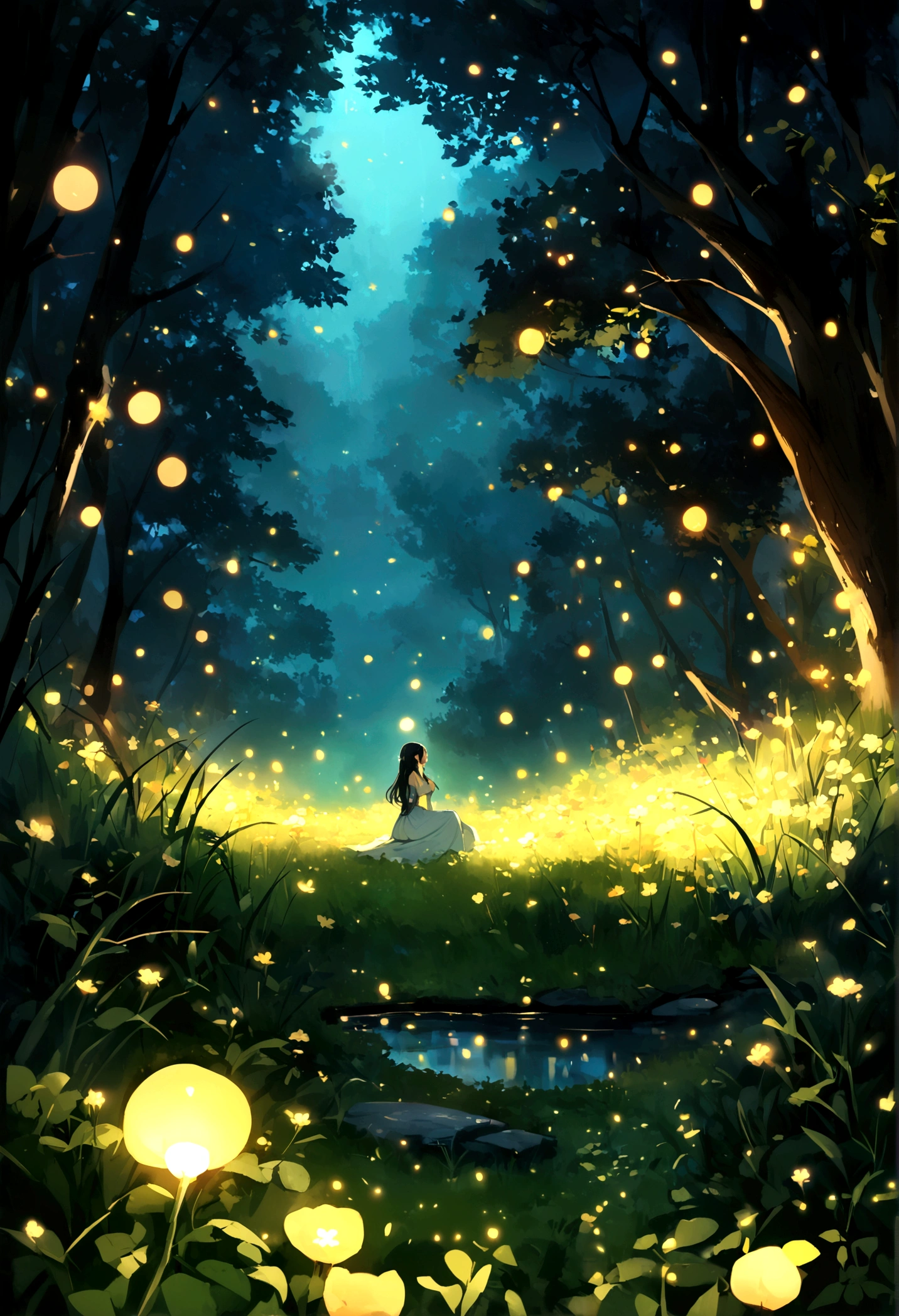A masterpiece, the best quality, stunning reflections, the best reflections ever. (very detailed CG unity 8k wallpapers), (best quality), (best illustrations), (best shadows), forest theme with natural elements. Tall trees, quiet streams, small glowing mushrooms surrounded by delicate leaves and branches, with fireflies and glowing particle effects,, (natural elements), (jungle theme), (leaves), (twigs), (fireflies), butterflies, (delicate leaves), (glow), (particle effects). , Isometric 3D, Octane Rendering, Ray Traced, Super Detailed,a beautiful girl at the middle, long hair, wind flow, partially submerged, sexy pose, looking at viewers, curious expression,cute face, sexy clothes