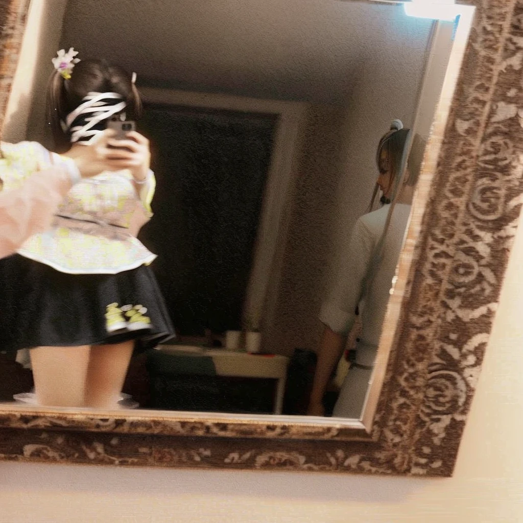 There was a woman taking a picture of herself in the mirror not wearing 15 year old clothes. He is half Thai-Chinese.