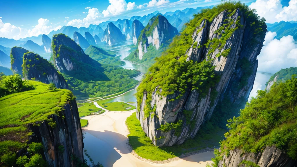 Beautiful scenery of Vietnam&#39;s countryside seen from above, Photorealistic photos, High definition