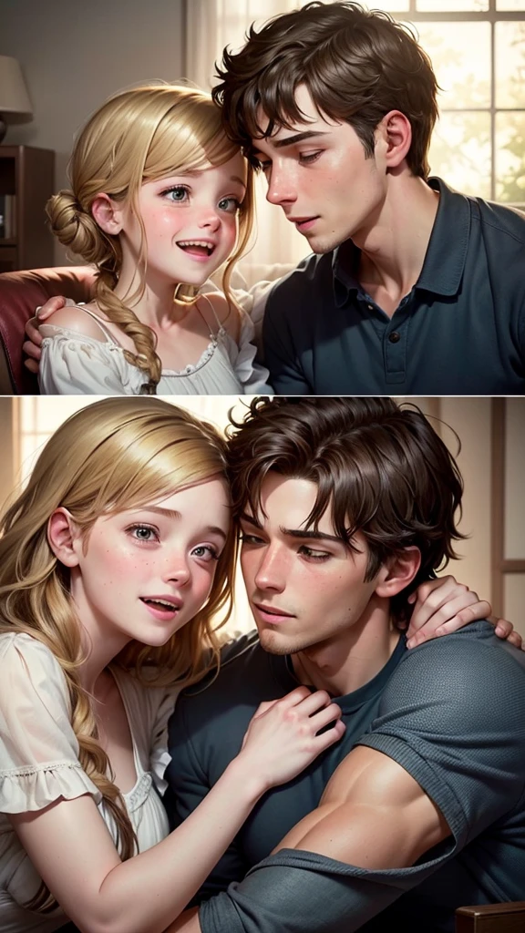 Show a happy family moment, reinforcing the bond between siblings.
[Voiceover]: "In the end, the bond between Emma and Jake grew even stronger, a testament to the power of family."
