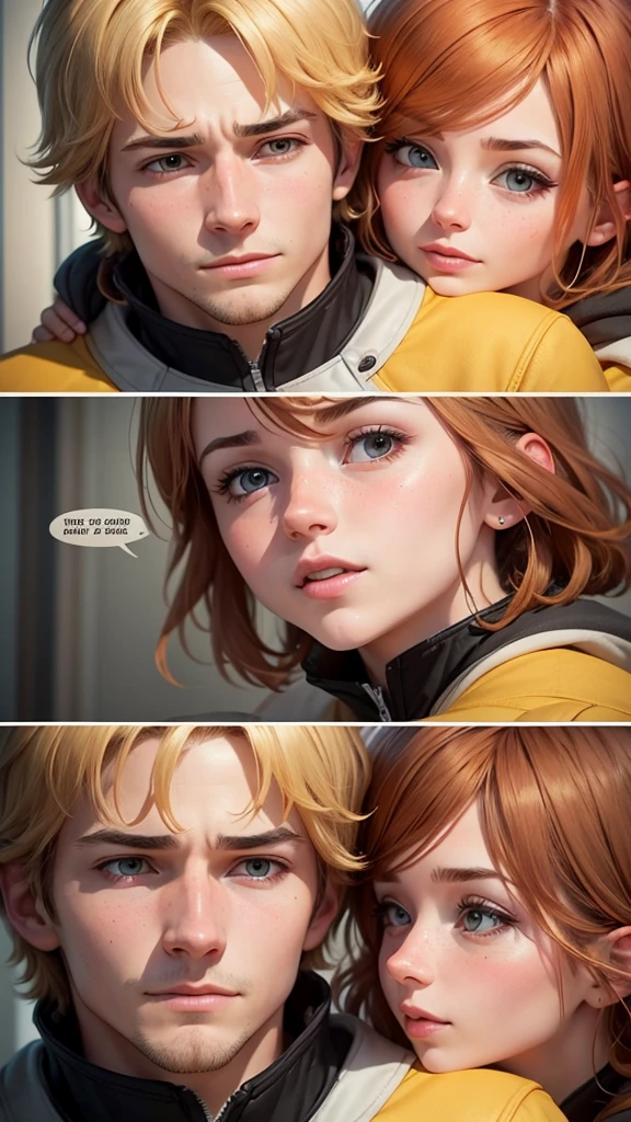 Emma and Jake, showing a moment of care or teamwork.
Visual Elements: Bright, warm colors to highlight the loving bond.
Design Notes: Ensure Emma and Jake's expressions convey care and support. Use bold, readable fonts for the text.