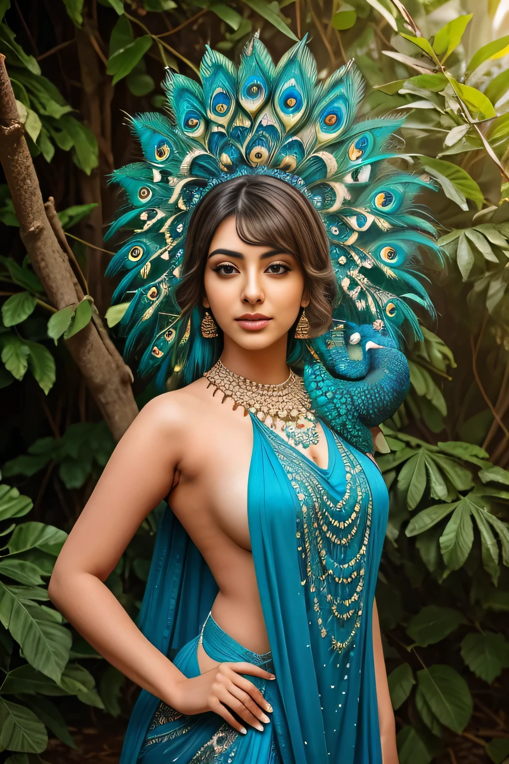 Hansika Motwani is a peafowl, she is real peafowl Bird. Mutant peafowl. peafowl transformation. peafowl body with female head. She is a bird. Real bird. Head with bird body. Create beautiful bird with female head.