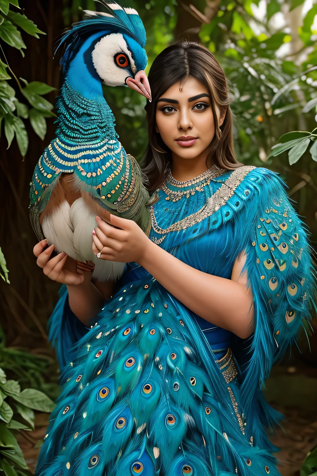 Hansika Motwani is a peafowl, she is real peafowl Bird. Mutant peafowl. peafowl transformation. peafowl body with female head. She is a bird. Real bird. Head with bird body. Create beautiful bird with female head.