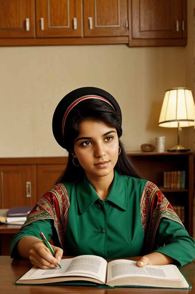 The image of an Algerian studying. That is oriented in the 70s and the Soviet Union