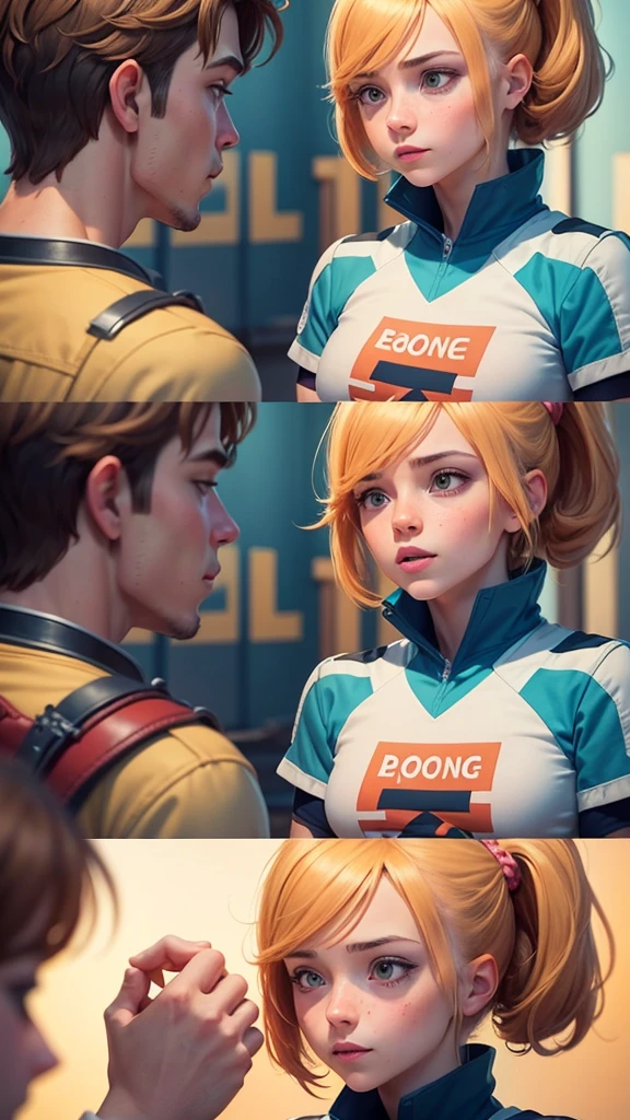 Emma and Jake, showing a moment of care or teamwork.
Visual Elements: Bright, warm colors to highlight the loving bond.
Design Notes: Ensure Emma and Jake's expressions convey care and support. Use bold, readable fonts for the text. Only one image not use 3 in 1