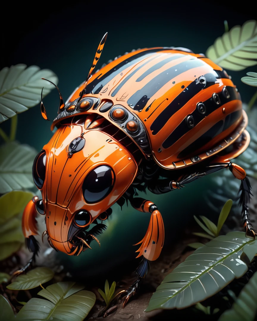 Energizing Breathtaking Firefly, BugCraft, Evil beetle with tiger stripes and big cat teeth, orange and black striped striped aquatic creature. Highly detailed weird artstation, award winning. Dramatic lighting, soft lighting, By Giger and Ruan Jia and Artgerm and WLOP and William-Adolphe beetle with tiger stripes and big cat teeth, orange and black striped ibex,ulent, scales and feathers, exotic alien features, fire pit, robots, asian, fine portrait, digital painting, artstation, concept art, smooth, sharp foccus ilustration, Artstation beetle with tiger stripes and big cat teeth, orange and black striped bug eyes, highly detailed, digital painting, artstation, concept art, smooth, sharp focus, illustration, cinematic lighting, art by artgerm and greg rutkowski and alphonse mucha