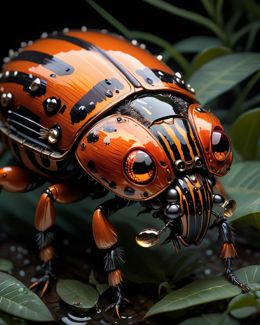 Energizing Breathtaking Firefly, BugCraft, Evil beetle with tiger stripes and big cat teeth, orange and black striped striped aquatic creature. Highly detailed weird artstation, award winning. Dramatic lighting, soft lighting, By Giger and Ruan Jia and Artgerm and WLOP and William-Adolphe beetle with tiger stripes and big cat teeth, orange and black striped ibex,ulent, scales and feathers, exotic alien features, fire pit, robots, asian, fine portrait, digital painting, artstation, concept art, smooth, sharp foccus ilustration, Artstation beetle with tiger stripes and big cat teeth, orange and black striped bug eyes, highly detailed, digital painting, artstation, concept art, smooth, sharp focus, illustration, cinematic lighting, art by artgerm and greg rutkowski and alphonse mucha