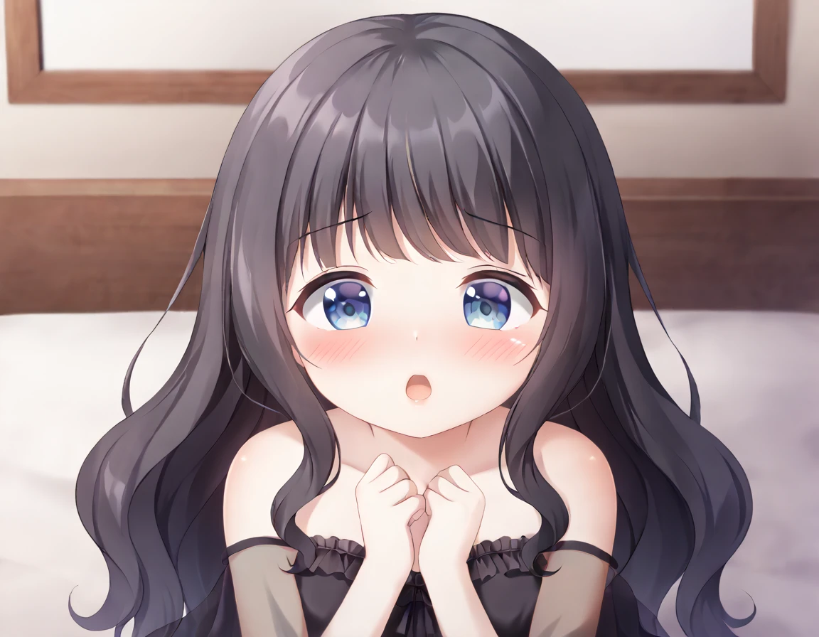 Cute beautiful girl、naked、Shocked, mouth open, blushing、Beautiful Lips、Beautiful Eyes、See-through goth 、The skirt is blown up by the wind、Wavy Hair、