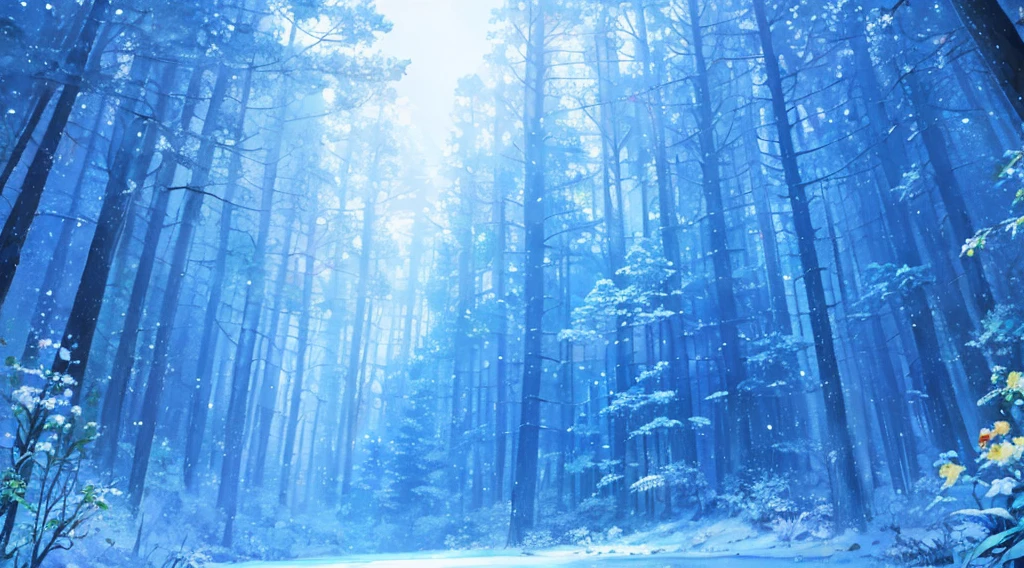 Luna the rabbit gets lost in the forest　Emotional watercolor painting　so beautiful　Ultra high quality　Fantasy　Blue image