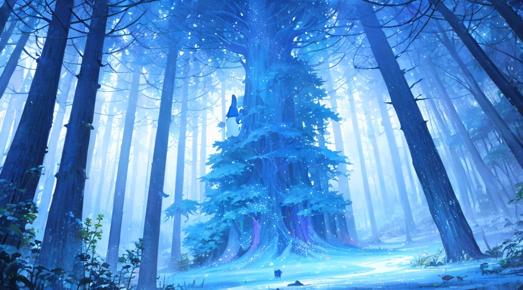 Luna the rabbit gets lost in the forest Emotional watercolor painting so beautiful Ultra high quality Fantasy Blue image
