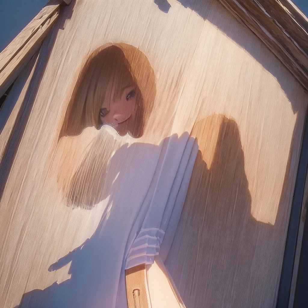 (masterpiece:1.2), (Highest quality:1.2), (Very detailed:1.2), (Very detailed face), (Realistic:1.2), (Super detailed), One girl, One boy, Close-up shot of the top of a shirt, Underbust, Loose white shirt, short blue jeans, (sexy  straps:0.5), (Crouching Tattoo)
Slim and body, Moderate , long hair, ([Light Orange | brown] hair), (whole body:1.2),  pose, View your viewers, (View from below:1.2), smile, Standing in a small alley,