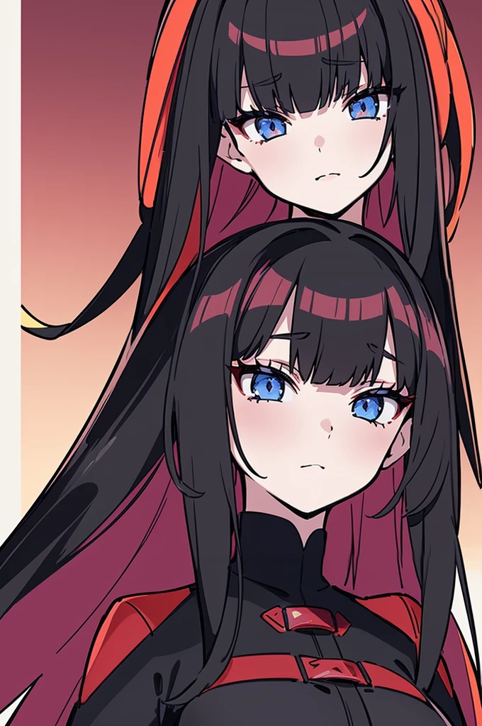 a beautiful girl with long red hair wearing a black dress, extremely detailed facial features, bob hairstyle, full body illustration, woman wearing a long black and red coat, solo character, white background, anime style, highly detailed, photorealistic, 8k, best quality, masterpiece, blue eyes