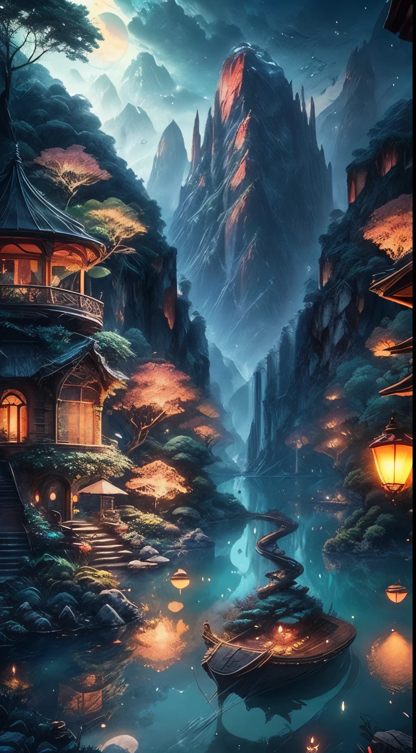 highest quality,Super detailed,Realistic,Utopian World,Beautiful views,harmonious architecture,Bright colors,Serene atmosphere,Picturesque gardens,Peaceful residents,Ideal Society,advanced technology,vibrant city,rich vegetation,blue sky,Crystal clear water,Mysterious Light,Quiet Lake,Happiness and harmony,The perfect balance between nature and civilization,infinite possibilities,Floating Island,impressive infrastructure,Future Transportation,A utopia in harmony with nature,Blissful Being,Utopian dreams come true