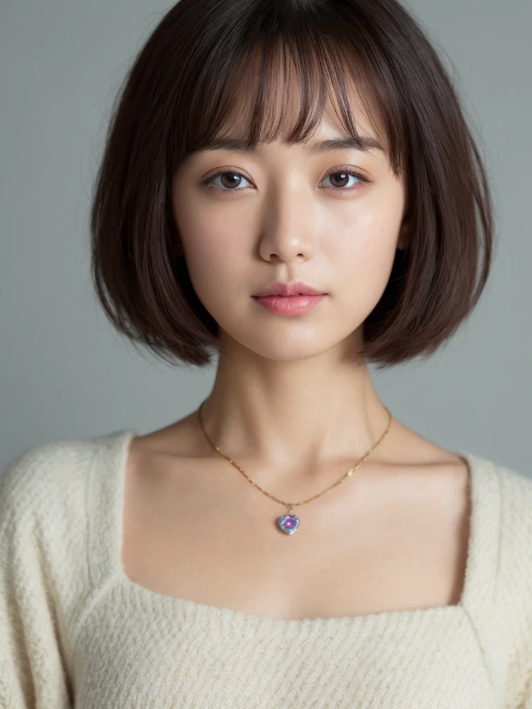 (Highest quality、8K、32k、masterpiece、Hmph:1.2)、Photo of beautiful Japan woman in her 30s、very short hair、short hair、Shortcuts、Upper Body、necklace、Shooting from above、Don&#39;t look at the camera、(Realistic、Photorealistic:1.37)、1 Girl、Photographed in natural light、Physically Based Rendering、Excellent image quality、High resolution、1080P、(Detailed facial depiction)、(Detailed description of the hands)、(Detailed CG)、Rich details、(exquisite features)、(Best image quality)、(masterpiece)、(Beautiful Eyes)、Delicate clavicle、Various poses、profile、White wall、In front of a white door、(窓のあるWhite wallの部屋)、Earrings、Laughter、Spring Clothes、((Long sleeve dress))