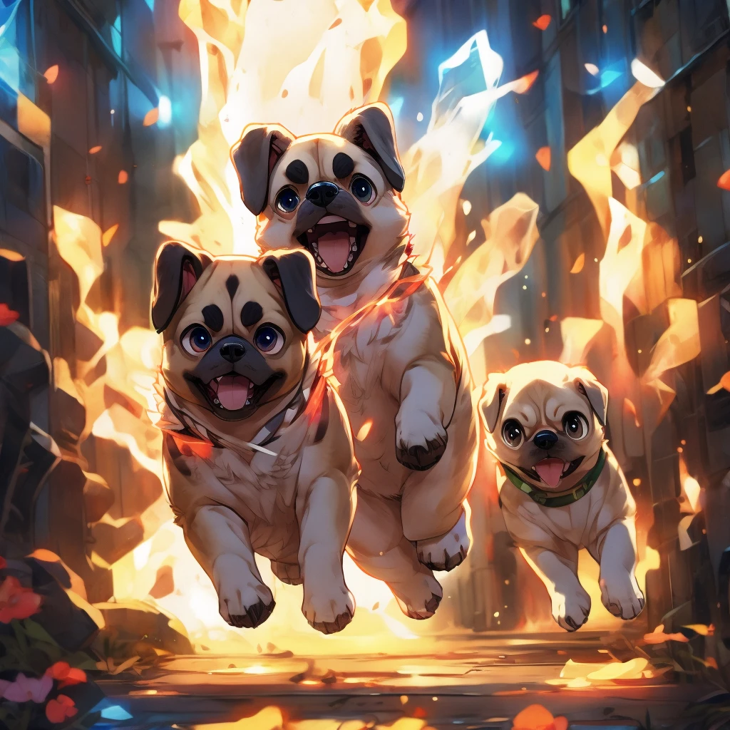 Pug dog puppy、Run energetically