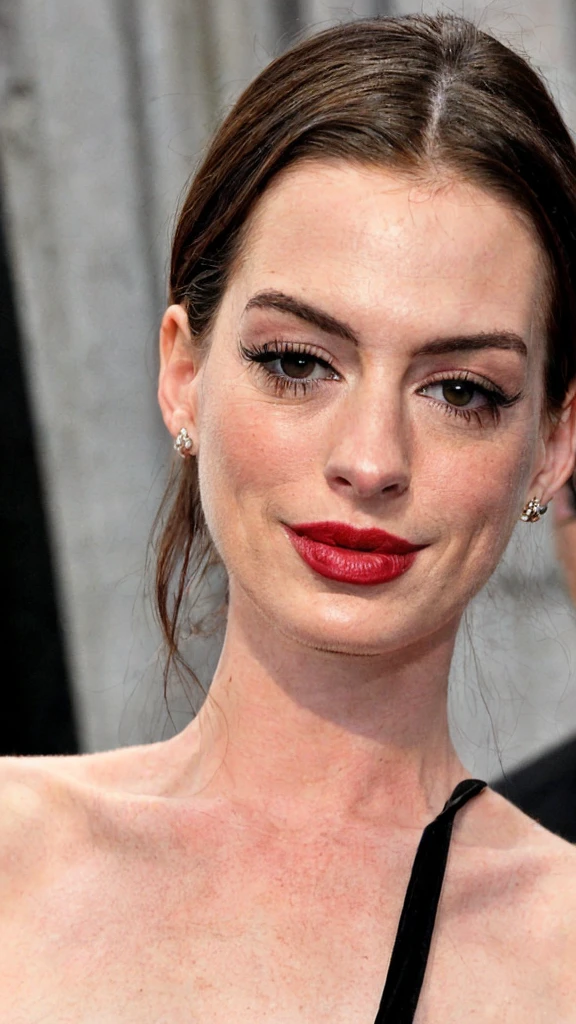 Anne Hathaway with red lipstick